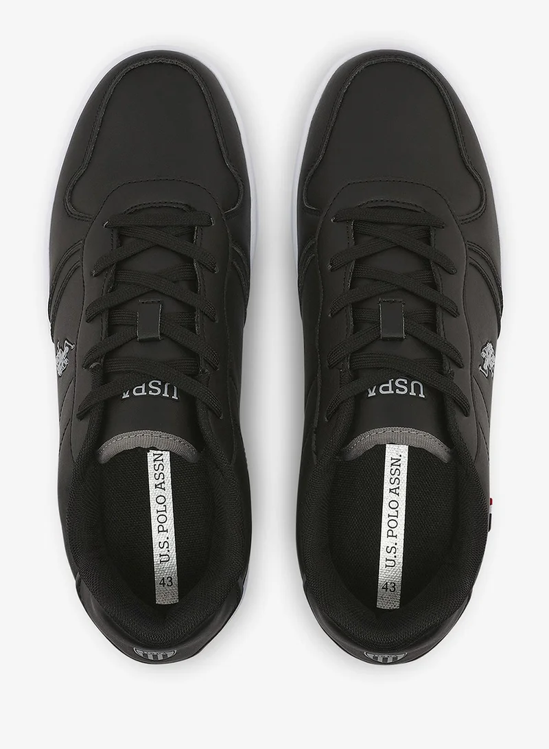 U.S. Polo Assn. black Men's Black Stylish Low-Top Casual Sneakers - Durable Lace-Up Design with Comfort Cushioned Sole for Everyday Active Wear for Men | Best Price UAE